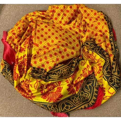 Raxo head scarf yellow red point 