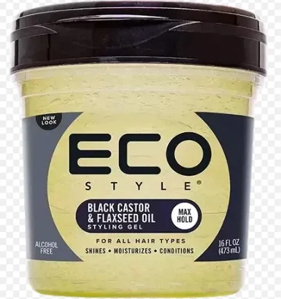 ECO STYLE Professional Styling Gel Black Castor & Flaxseed Oil - 16 Fl Oz