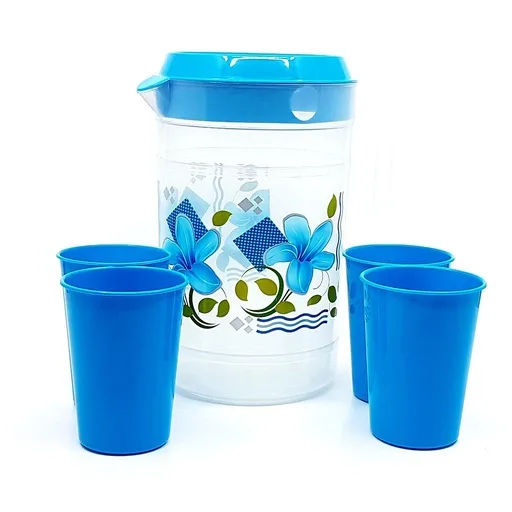 plastic jug with 4 cups